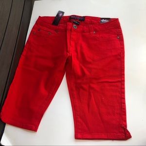 New Miss Kitty couture Red Capri Jeans Size 11